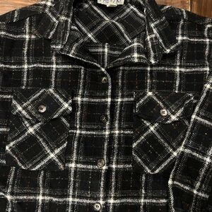 She + Sky Black and White Multicolored Plaid Shacket